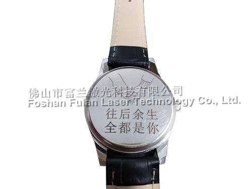 Metal watch case laser lettering